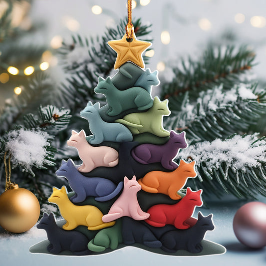 Lorva Cat 2D Acrylic Ornament Colorful Whisker Harmony