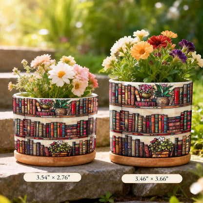 Lorva Reading Ceramic Plant Pot Classic Library