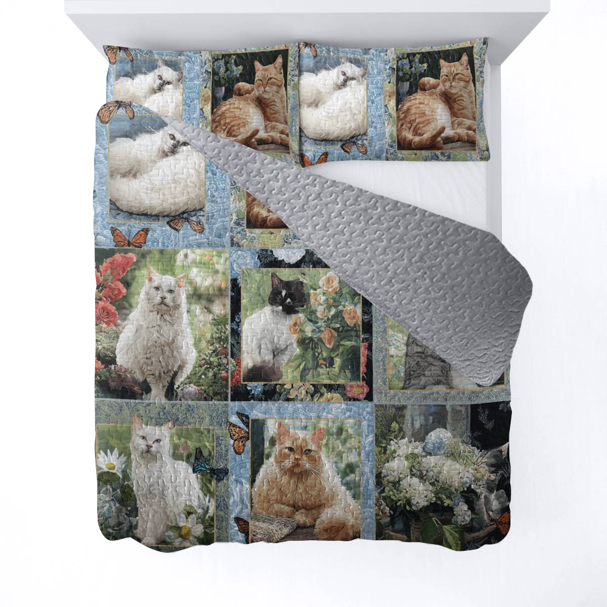 Lorva All Season Quilt 3-Piece Set Gentle Cat Garden