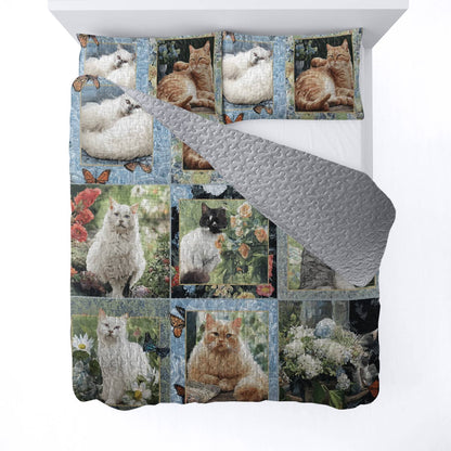 Lorva All Season Quilt 3-Piece Set Gentle Cat Garden