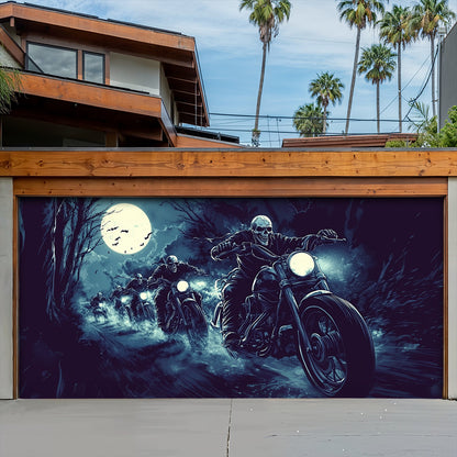 Lorva Halloween Garage Door Banner Decoration Phantom Biker Crew