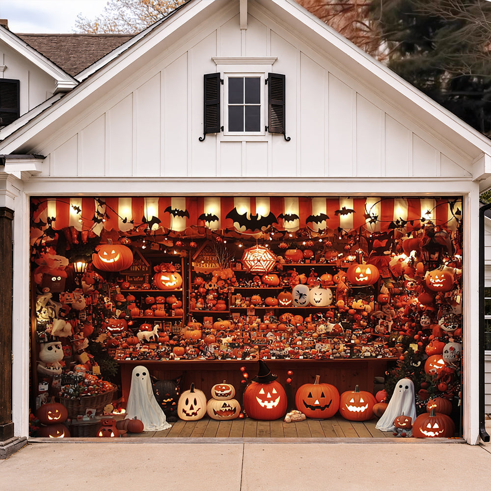 Lorva Halloween Garage Door Banner Decoration Shopfront Pumpkins