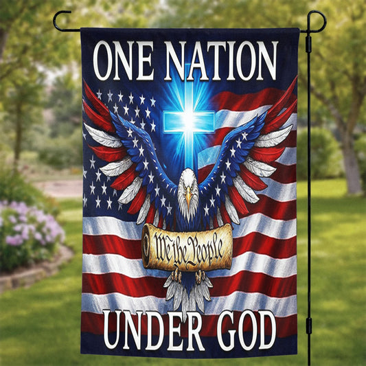Lorva Garden Flag  In God We Stand