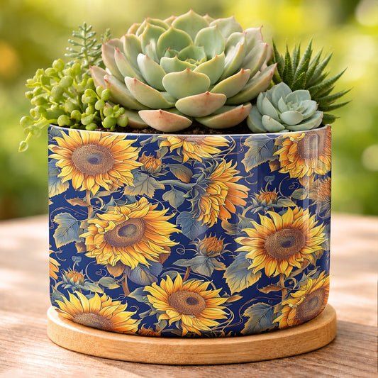 Lorva Sunflower Ceramic Plant Pot Vintage