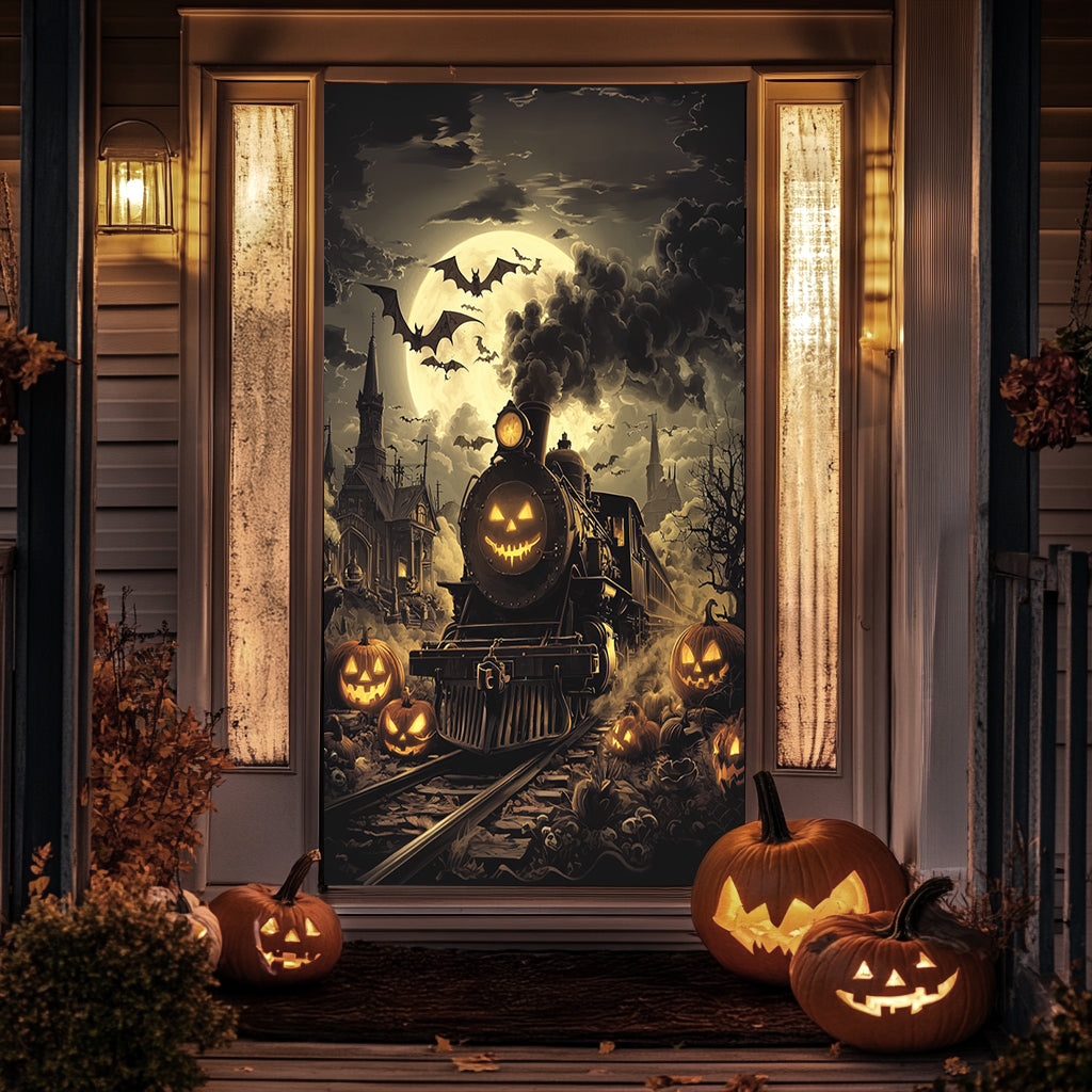 Lorva Halloween Door Cover Pumpkin Express Halloween