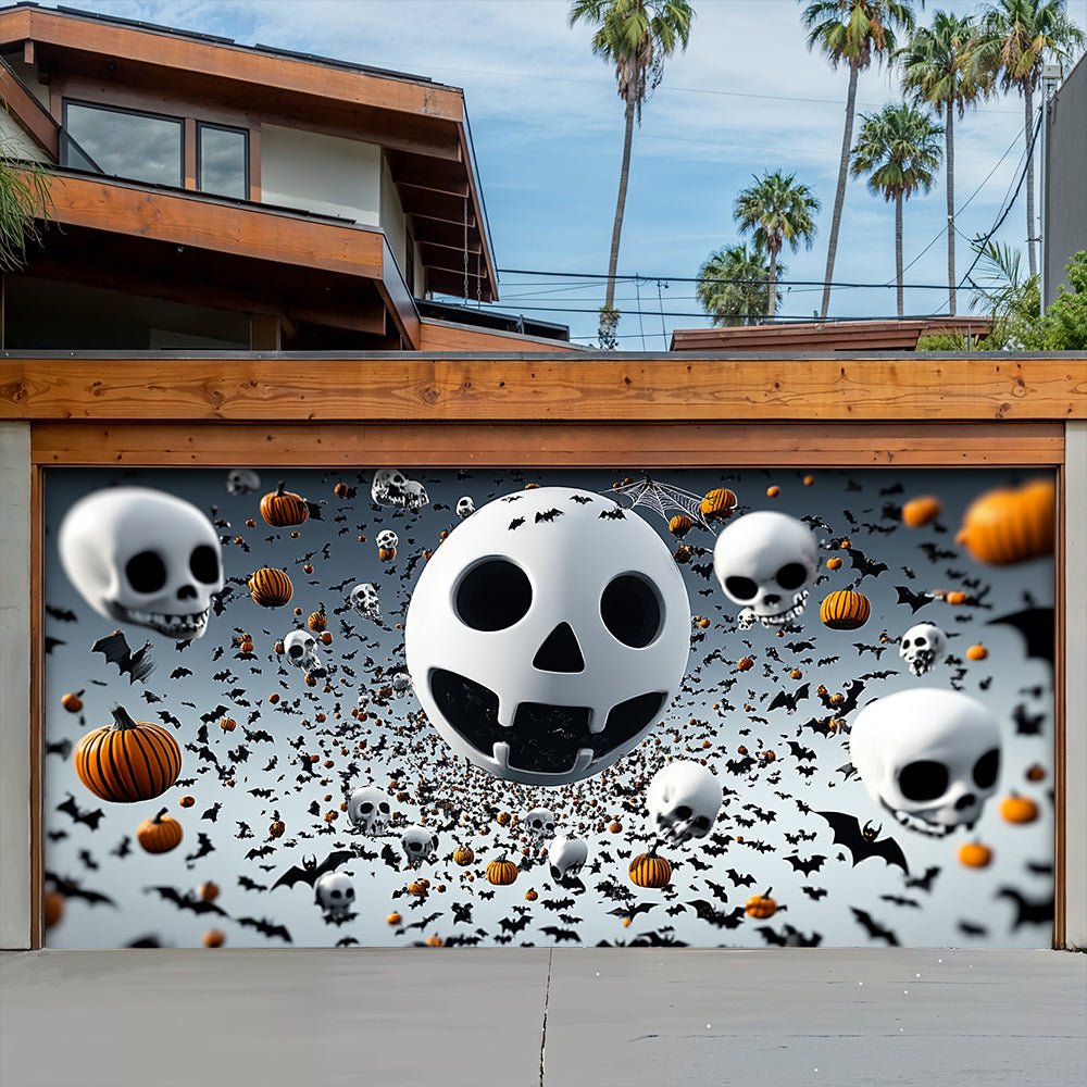 Lorva Halloween Garage Door Banner Decoration Spooky Skull Frenzy