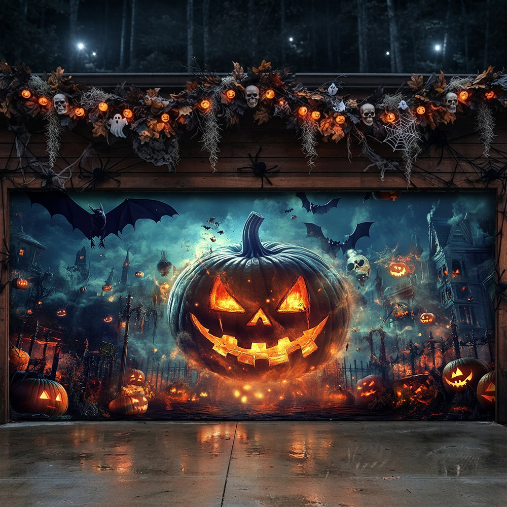 Lorva Halloween Garage Door Banner Decoration The Dark Pumpkin Kingdom