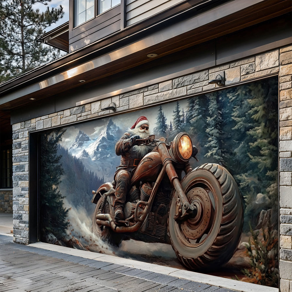 Lorva Christmas Garage Door Banner Decoration Santa’s Thunder Run