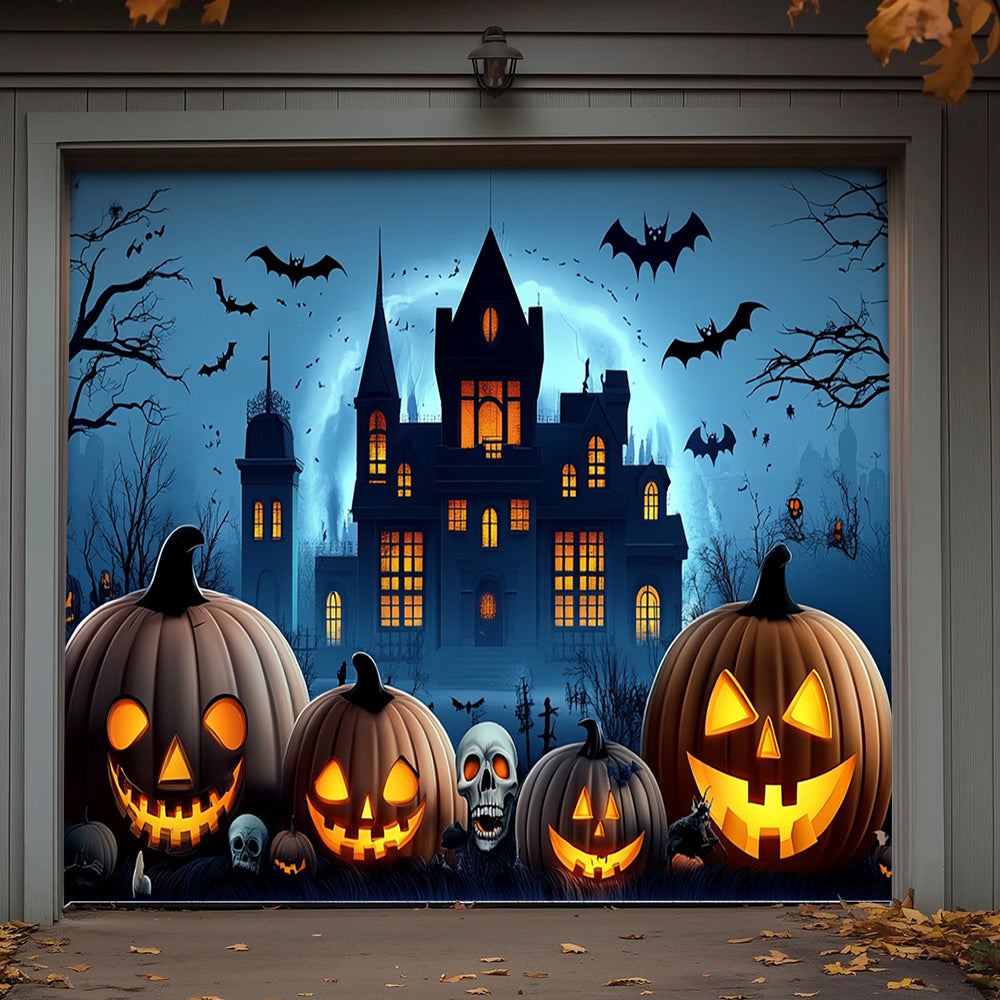 Lorva Halloween Garage Door Banner Decoration The Haunted Pumpkin House