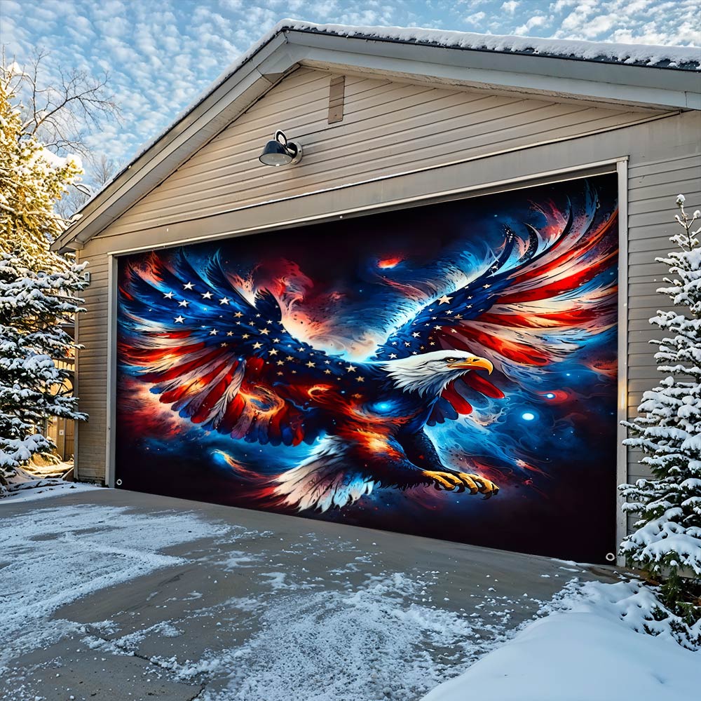 Lorva Patriotic Garage Door Banner Decoration Majestic Eagle