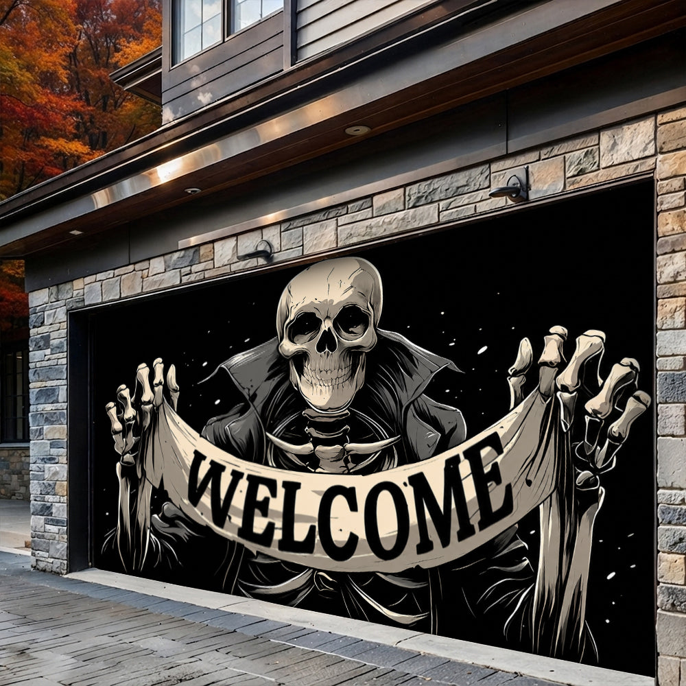 Lorva Halloween Garage Door Banner Decoration Skeleton Welcome