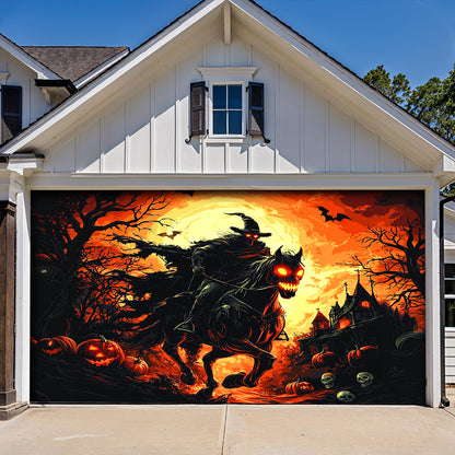 Lorva Halloween Garage Door Banner Decoration The Cursed Horseman Halloween