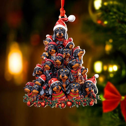 Lorva Dachshund Acrylic Ornament Happy Christmas