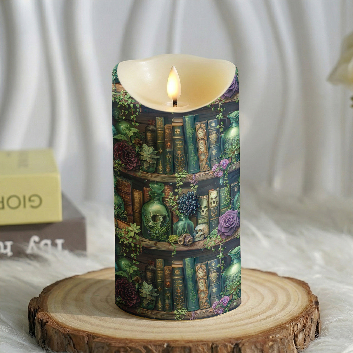 Lorva LED Candle Gothic Floral Bookshelf