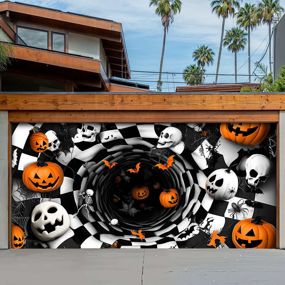 Lorva Halloween Garage Door Banner Decoration Spooky Pumpkin Vortex