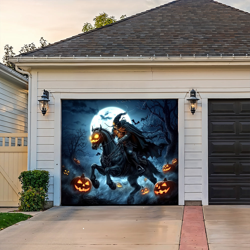 Lorva Halloween Garage Door Banner Decoration The Headless Horseman Returns