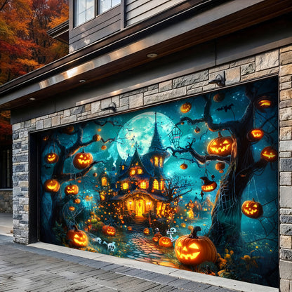 Lorva Halloween Garage Door Banner Decoration Pumpkin Wonderland