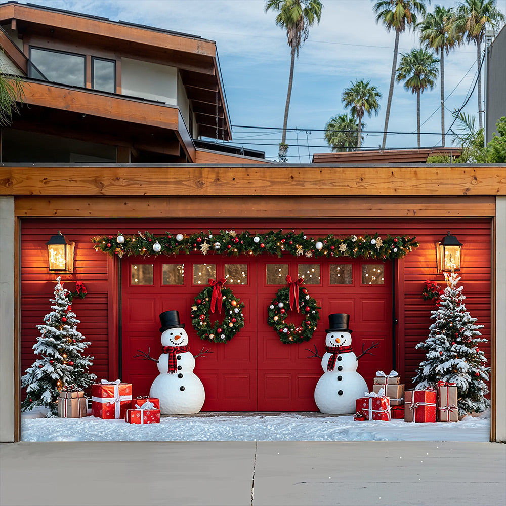 Lorva Christmas Garage Door Banner Decoration The Cute Snowman Gate