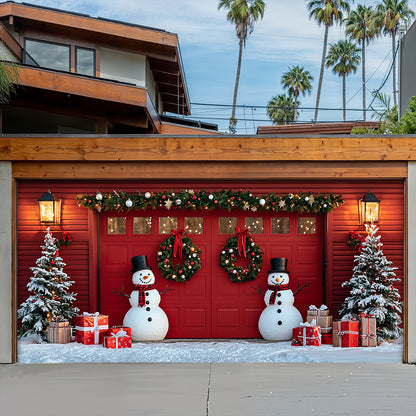 Lorva Christmas Garage Door Banner Decoration The Cute Snowman Gate