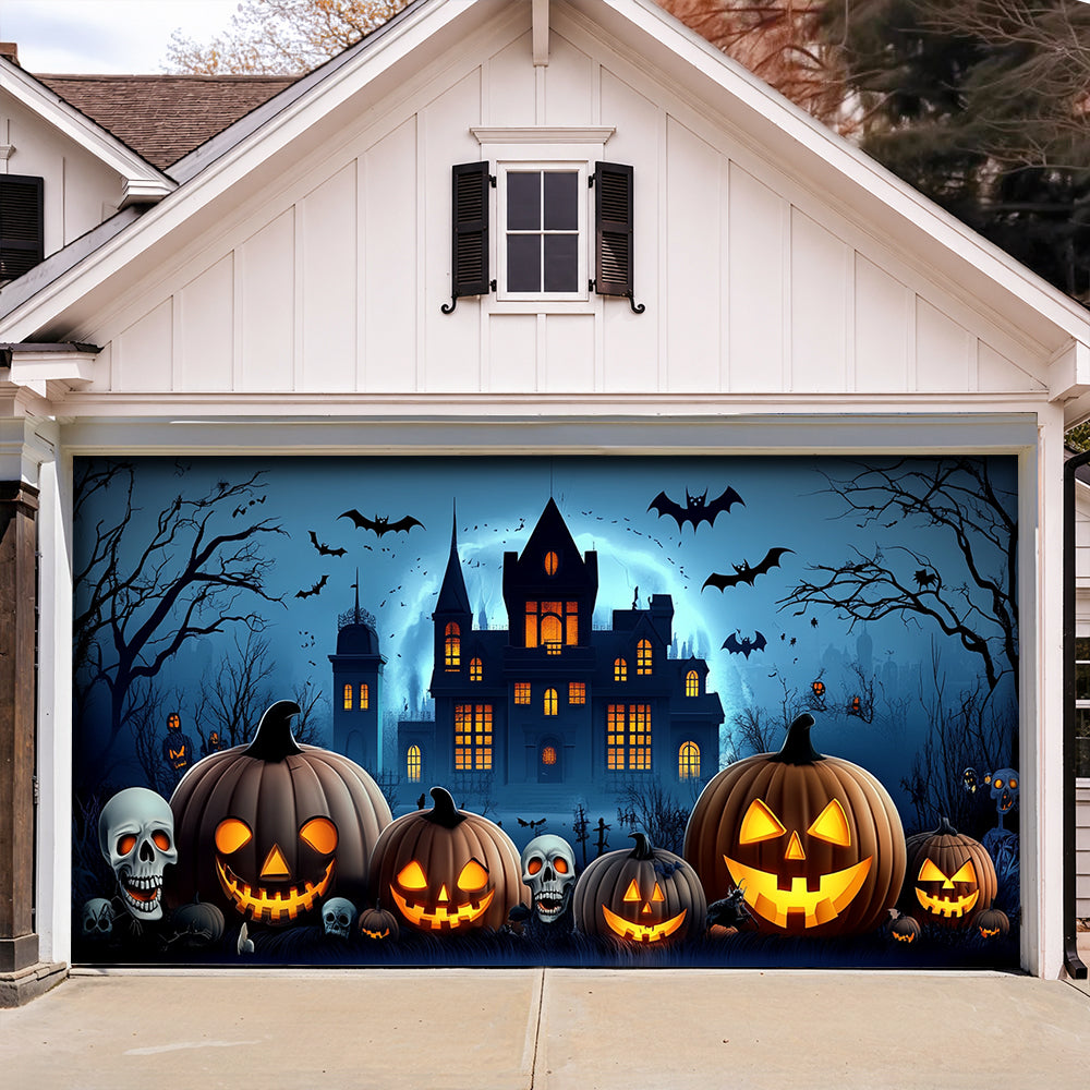Lorva Halloween Garage Door Banner Decoration The Haunted Pumpkin House