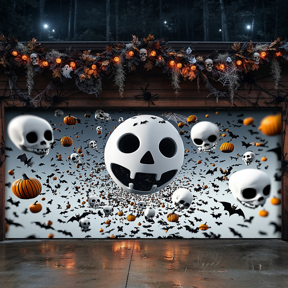 Lorva Halloween Garage Door Banner Decoration Spooky Skull Frenzy