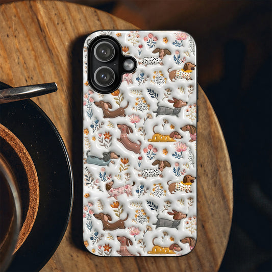 Lorva Dachshund Flat Print Phone Case Happy Field Flowers