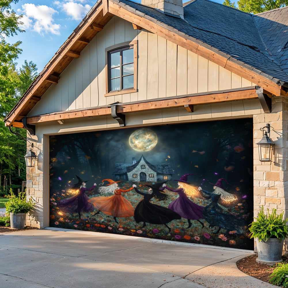 Lorva Witch Garage Door Banner Decoration Beautiful Witchy Woman