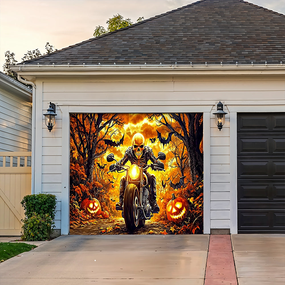 Lorva Halloween Garage Door Banner Decoration Born To Ride Built For Halloween