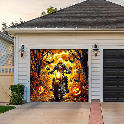 Lorva Halloween Garage Door Banner Decoration Born To Ride Built For Halloween