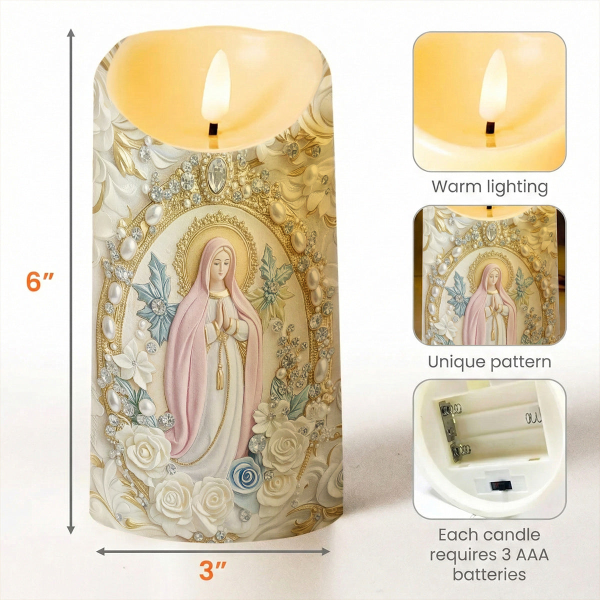 Lorva LED Candle Gentle Virgin Mary