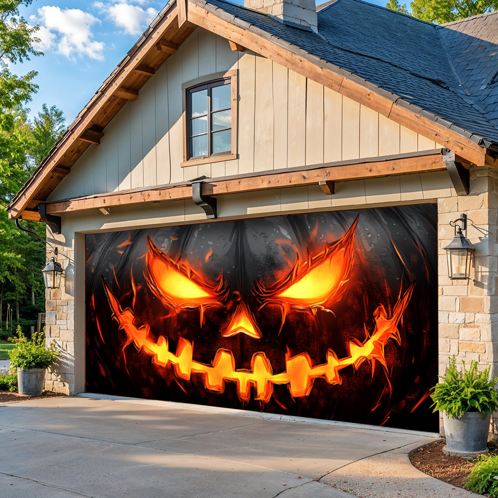 Lorva Halloween Garage Door Banner Decoration Halloween Horror Pumpkin Face