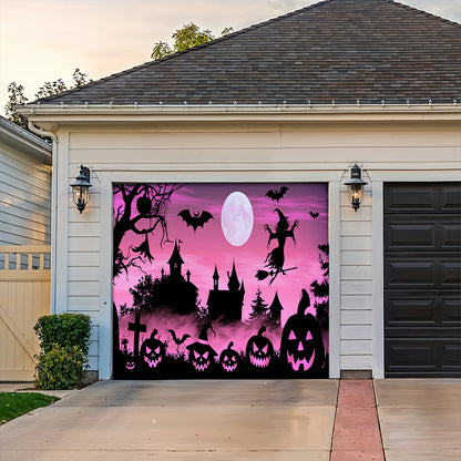 Lorva Halloween Garage Door Banner Decoration Enchanted Halloween Night