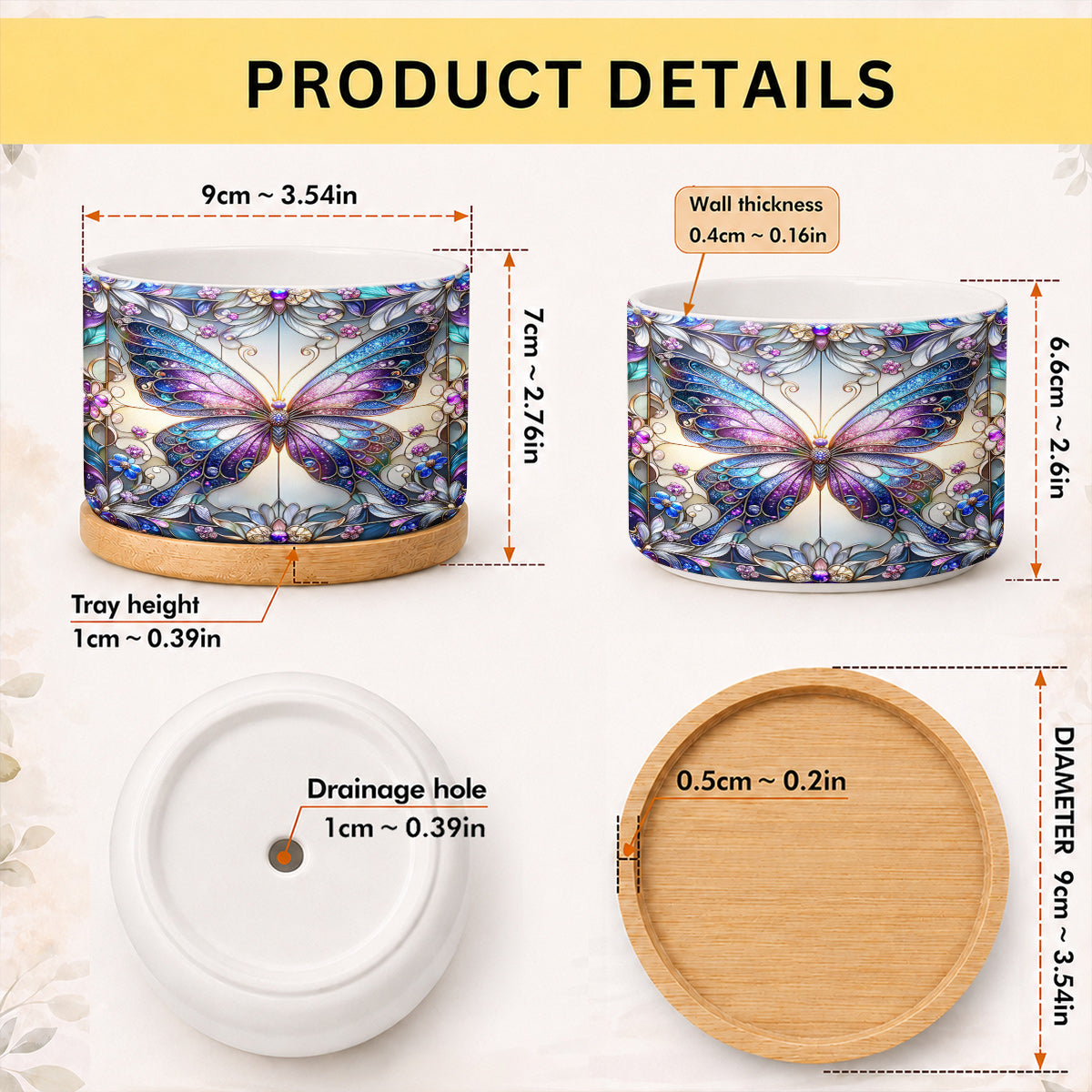 Lorva Ceramic Plant Pot Mysterious Butterfly