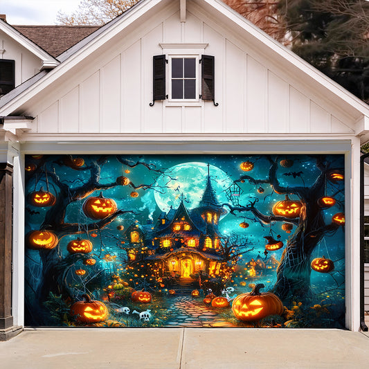 Lorva Halloween Garage Door Banner Decoration Pumpkin Wonderland