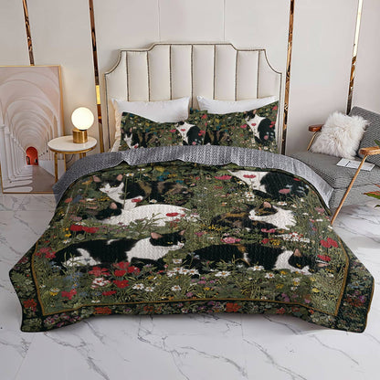 Lorva All Season Quilt 3-Piece Set Mysterious Cat Garden