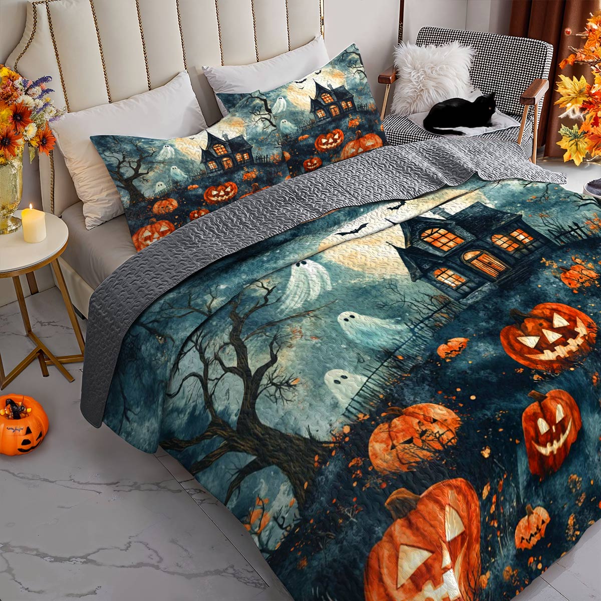 Halloween Lorva All Season Quilt 3-Piece Set Phantom Pumpkin