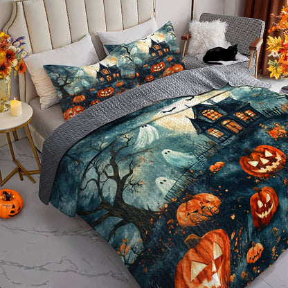 Halloween Lorva All Season Quilt 3-Piece Set Phantom Pumpkin