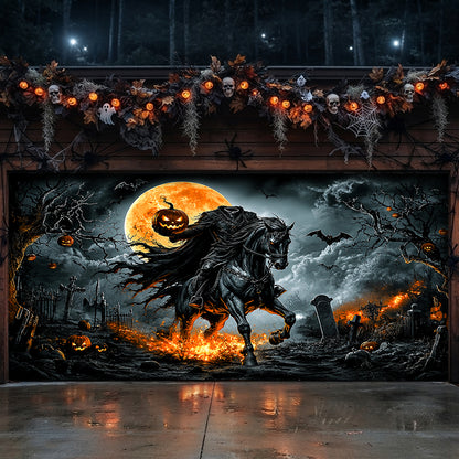 Lorva Halloween Garage Door Banner Decoration Legend Of The Headless Rider