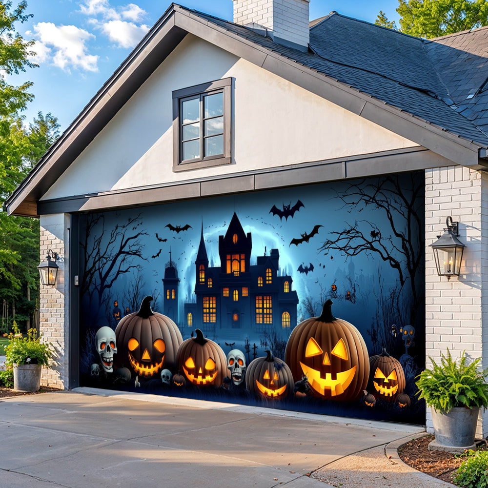 Lorva Halloween Garage Door Banner Decoration The Haunted Pumpkin House