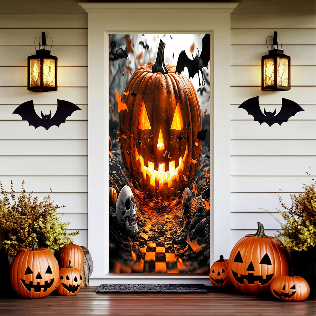 Lorva Halloween Door Cover Grinning Jack Halloween