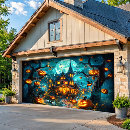 Lorva Halloween Garage Door Banner Decoration Pumpkin Wonderland