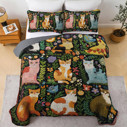 Lorva All Season Quilt 3-Piece Set Tribal Cats