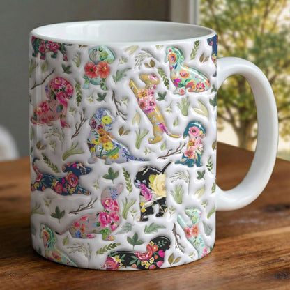 Lorva Dachshund Flat Print Mug Charming Floral Dachshund
