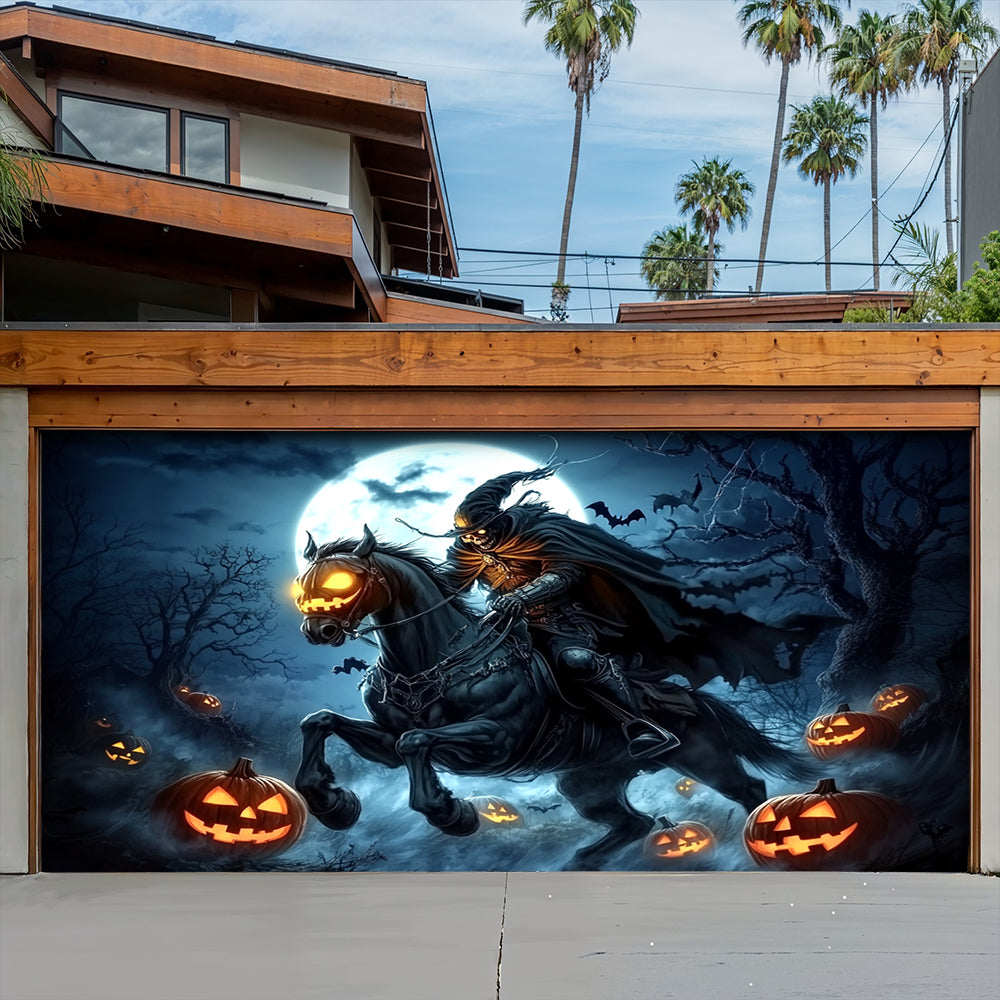 Lorva Halloween Garage Door Banner Decoration The Headless Horseman Returns