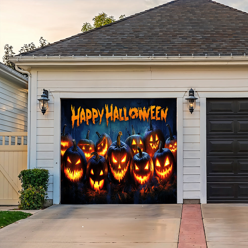 Lorva Halloween Garage Door Banner Decoration Nightmare Pumpkins Monster