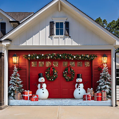 Lorva Christmas Garage Door Banner Decoration The Cute Snowman Gate