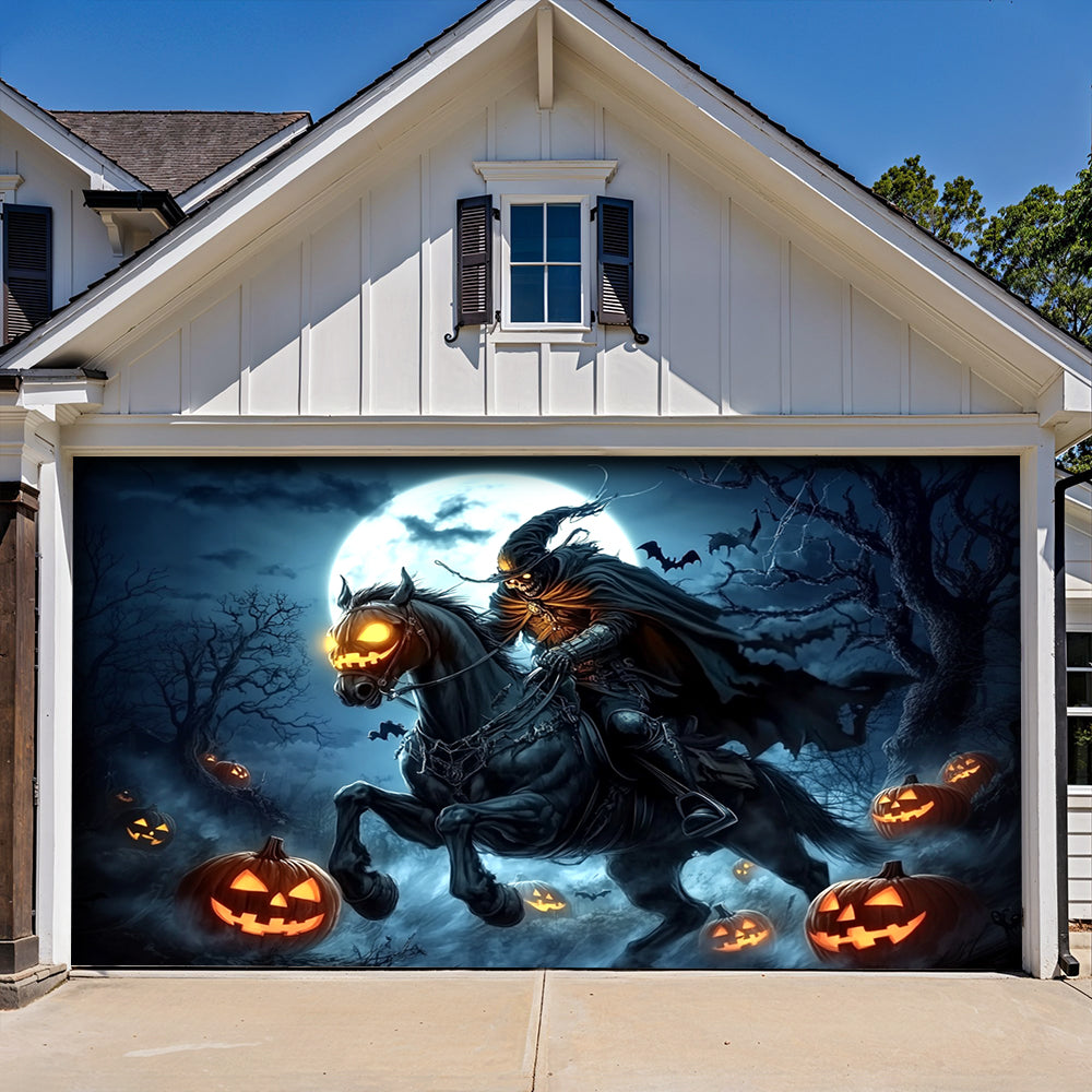 Lorva Halloween Garage Door Banner Decoration The Headless Horseman Returns