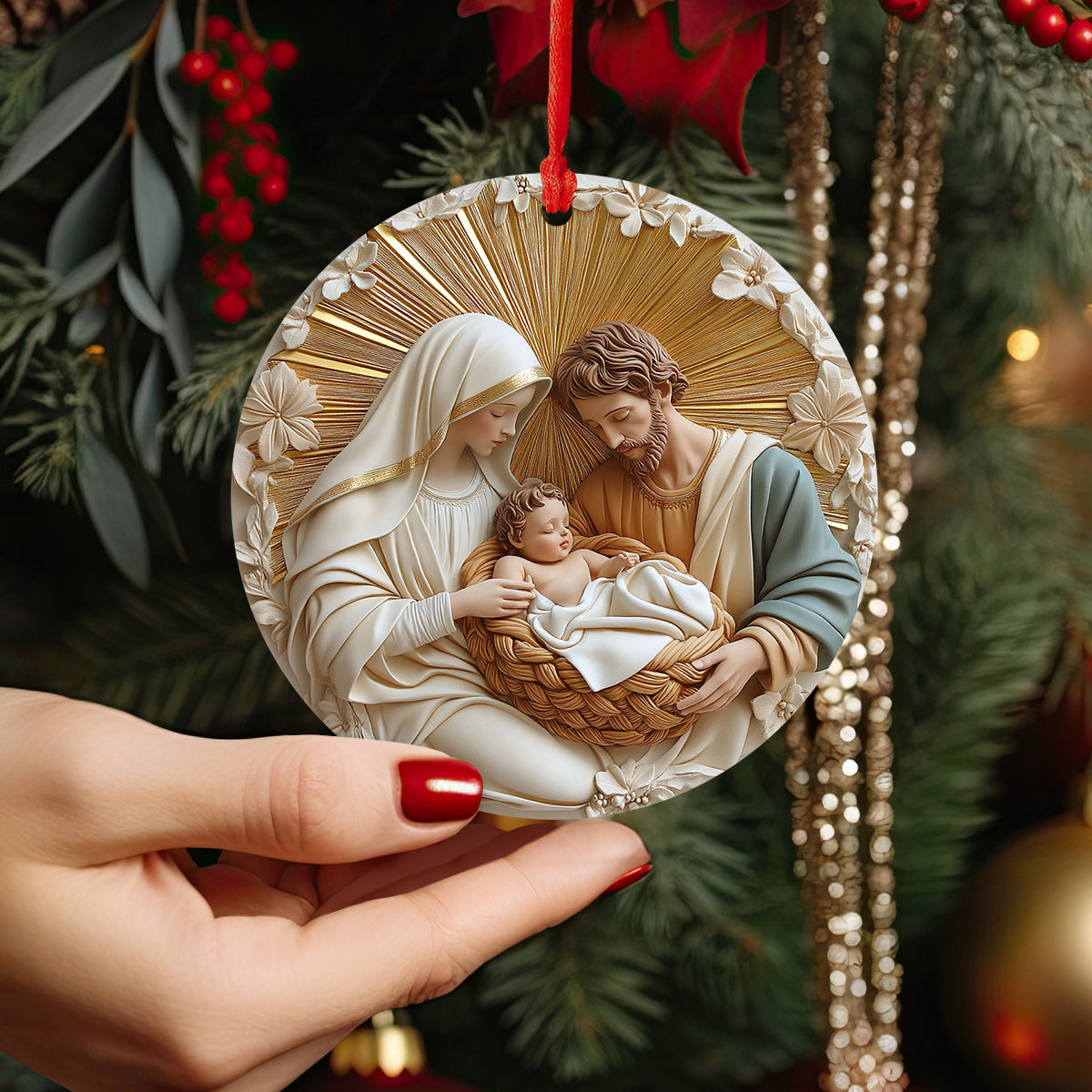 Lorva Acrylic Ornament Holy Family Golden Halo