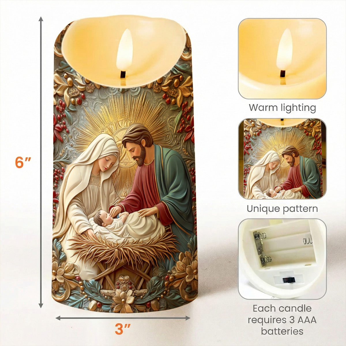 Lorva LED Candle Graceful Nativity