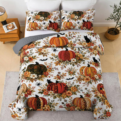 Lorva All Season Quilt 3-Piece Set Enchanted Floral Pumpkins